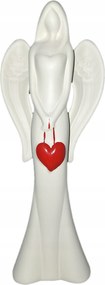 Angyal Figura Angyal Kerámia Fehér Szív Dekoráció Valentin Nap Angyalka