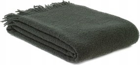 Merinó gyapjú takaró Buckle 140x200 zöld sötét rojtokkal
