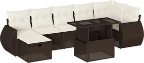 vidaXL 8 részes barna polyrattan kerti ülőgarnitúra párnákkal
