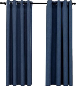 vidaXL 2 db kék vászonhatású sötétítőfüggöny fűzőkarikával 140x175 cm