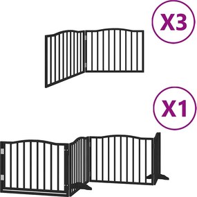 vidaXL fekete nyárfa 10 paneles összecsukható kutyakapu ajtóval 800 cm