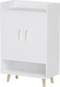 HOMCOM Cipőszekrény Cipőtartó Karcsú formával, 4 rekesszel, 12 pár cipő tárolására, Bejárat 60 x 30 x 92 cm, Fehér | Aosom