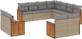vidaXL 11 részes bézs polyrattan kerti ülőgarnitúra párnákkal