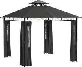 Outsunny Pavilon kb. 3 x 3 m, Kerti Sátor Oldalfallal, Partisátor Dupla Tetővel, Időjárásálló Rendezvénysátor, Kerti Pavilon, Erkélyre, Teraszra, Fém,