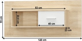 Faliszekrény 1D, fehér/tölgy sonoma, TEYO