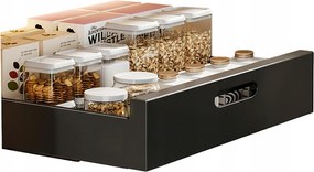 Kihúzható szekrényrendező, kihúzható tolóajtós fiókkal, 35 cm- Fekete