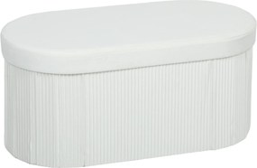 HOMCOM összecsukható tárolós pad 76 x 38 x 35 cm – bársonyhatású párnázott ülőke, tároló puff nappaliba, előszobába, hálóba, krémszínű | Aosom
