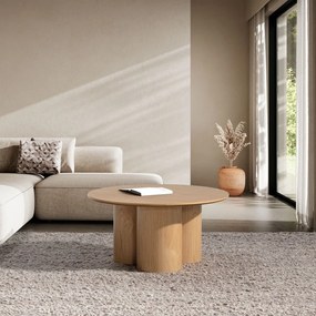 Natúr színű kerek dohányzóasztal tölgyfa dekorral ø 80 cm Lua – MOME