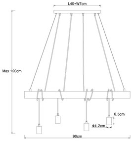 Globo 15439-4 - Csillár zsinóron AUSTON 4xE27/60W/230V