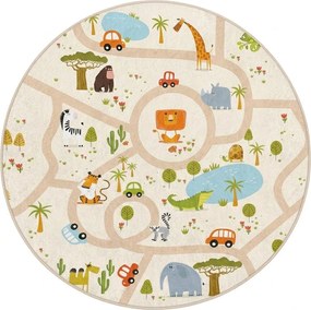Mosható gyerek játszószőnyeg ø120 cm Savana Ride – Mila Home