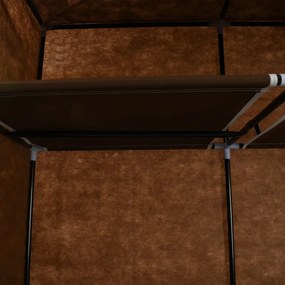 barna szövet ruhaszekrény rekeszekkel és rudakkal 150x45x175cm