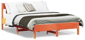 viaszbarna tömör fenyőfa ágy matrac nélkül 140 x 190 cm