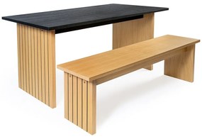 Étkezőasztal tölgyfa dekoros asztallappal 90x160 cm Stripe – Woodman