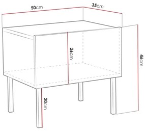 Éjjeliszekrény EXITO 46x50 cm fehér/arany
