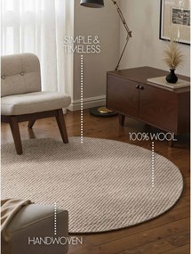 Bézs kézi szövésű gyapjú kerek szőnyeg ø 160 cm Lyon Beans – Elle Decoration