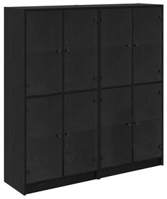 Magasfiú 2 pcs Fekete tölgy 136 x 37 x 142 cm Faanyag