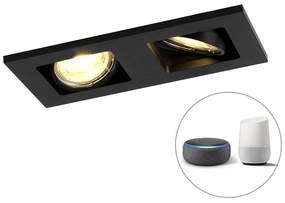 Modern okos beépített spotlámpa fekete, 2 db WIFI GU10-es izzóval - Qure