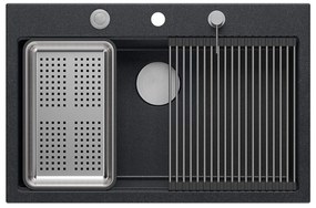 gránit mosogató MARC 110 WORKSTATION Black Metallic