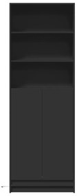 fekete szerelt fa magasszekrény LED-ekkel 69x 32,5 x 200 cm