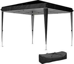 Outsunny 3x3 m-es Összecsukható Pavilon Magasságállítással és Leeresztő Nyílásokkal, Kültéri Pavilon Fém és Oxford Anyagból, Hordtáskával, UV50+, Kert