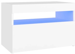 Fehér éjjeliszekrény LED-lámpákkal 60x35x40 cm szerelt fa