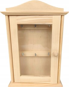 Elegáns üvegezett kulcstartó szekrény, 6 akasztóval, 29,5 cm x 20 cm x 6 cm