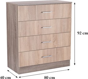 Miami komód 4 fiókos 80x92 cm sonoma tölgy-yorki tölgy