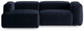Sötétkék kordbársony sarokkanapé (bal oldali-heverő résszel) Bergano – Cosmopolitan Design