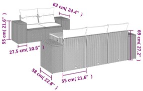 6 részes bézs polyrattan kerti ülőgarnitúra párnával