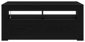 LED-es fekete tölgy TV szekrény 90x35x40 cm szerelt fából