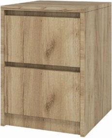 Loft éjjeliszekrény 42x52x43cm 2 fiókos éjjeli asztal modern tölgy Craft