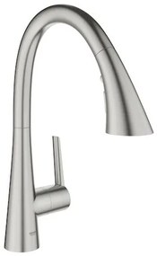 Mosogató csaptelep GROHE Zedra kihúzható zuhanyzóval, 3 vízfolyással supersteel 32294DC2