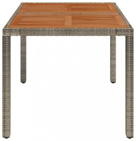 szürke polyrattan falapos kerti asztal 90 x 90 x 75 cm