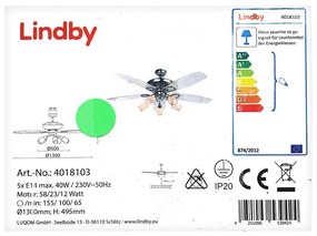 Lindby Lindby - Mennyezeti ventilátor lámpával CEDRIK 5xE14/40W/230V LW0831
