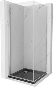 Mexen Pretoria, zuhanykabin 70 (ajtó) x 70 (fali) cm, 6mm átlátszó üveg, króm profil + fekete zuhanytálca, 852-070-070-01-00-4070