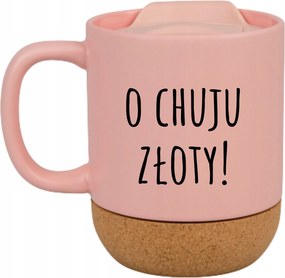 Rózsaszín Bögre Fedéllel És Parafa Aljjal Ajándék Ch*** Arany