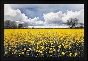 Poszter Keret Fa Tájkép Természet Mező Virágok Repce Tavasz 60x40