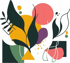 Poszter 50x40cm Színes Botanikai Absztrakt