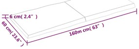sötétbarna kezelt tömör asztallap 160x60x(2-6) cm