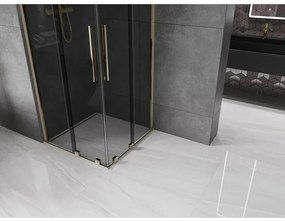 Mexen Velar Duo, zuhanykabin tolóajtóval 80 x 80 cm, 8mm szürke üveg, arany fényes, 871-080-080-42-50