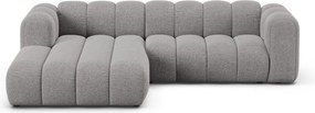 Szürke zsenília sarokkanapé (bal oldali-heverő résszel) Lupine – Micadoni