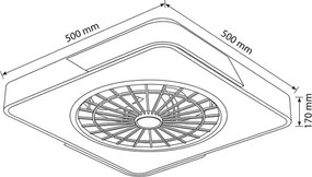 Brilagi - Dimmelhető LED világítótest ventilátorral LED/38W/230V 50 cm fehér/tölgy + távirányító