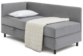 Szürke kárpitozott ágyneműtartós egyszemélyes ágy matraccal 90x200 cm Avela – Bonami Selection