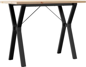 vidaXL tömör fenyőfa és acél étkezőasztal Y-vázzal 100x50x75,5 cm