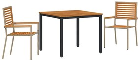 vidaXL Kert étkező szett 3 pcs Beige és barna polirattan
