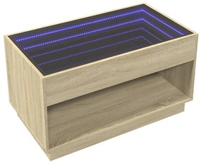 Sonoma tölgy végtelen hatású LED-es dohányzóasztal 90x50x50 cm