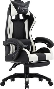 vidaXL fehér és fekete műbőr versenyszék lábtartóval