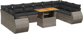 vidaXL 11 részes szürke polyrattan kerti ülőgarnitúra párnákkal