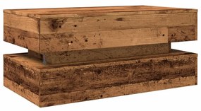 antik fa színű dohányzóasztal LED-lámpákkal 90x50x40 cm