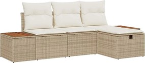 vidaXL Kerti Kanapé Szett párnával 4 pcs Bézs Poli rattan